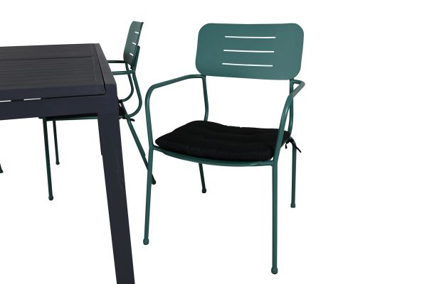 Imagine Va rugam sa traduceti complet Marbella Table 160/240 - Black/Black+Nicke Dining chair w. armrest - Green Steel_4