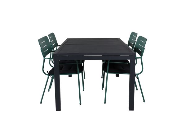 Imagine Va rugam sa traduceti complet Marbella Table 160/240 - Black/Black+Nicke Dining chair w. armrest - Green Steel_4