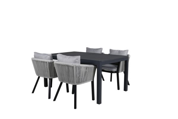 Imagine Marbella Table 160/240 - Black/Black+Virya Dining Chair - BLACK Alu / Grey cushion _4