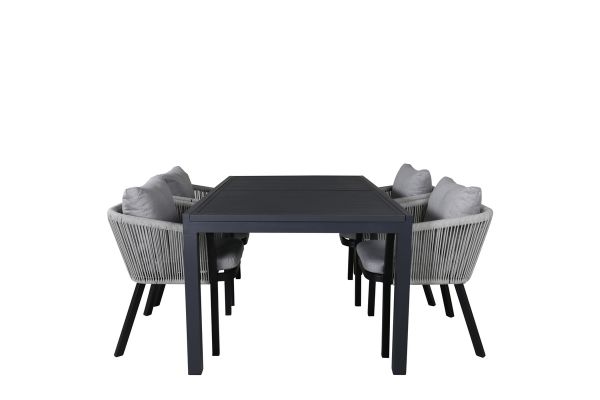 Imagine Marbella Table 160/240 - Black/Black+Virya Dining Chair - BLACK Alu / Grey cushion _4