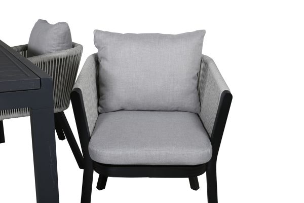 Imagine Marbella Table 160/240 - Black/Black+Virya Dining Chair - BLACK Alu / Grey cushion _4