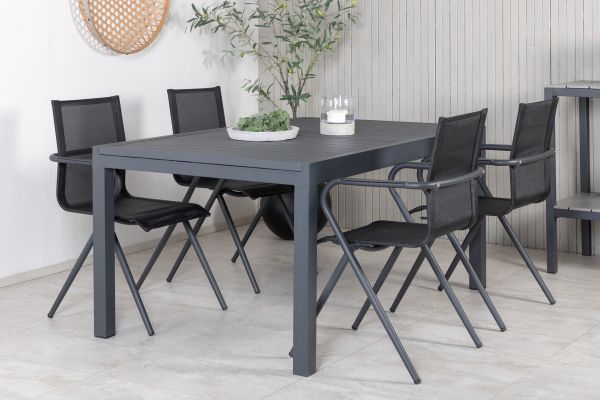 Imagine Marbella Table 160/240 - Black/Black+Alina Dining Chair - Black Alu / Black Textilene_4