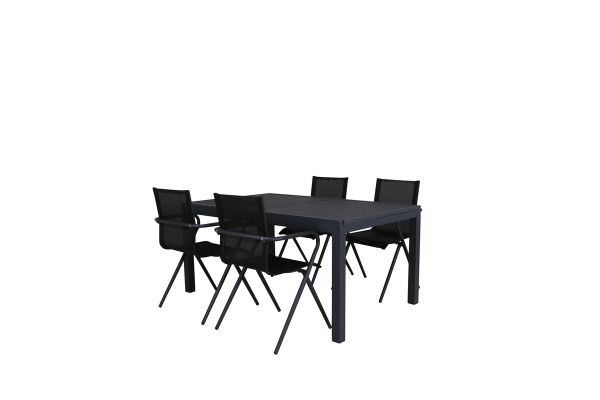 Imagine Marbella Table 160/240 - Black/Black+Alina Dining Chair - Black Alu / Black Textilene_4