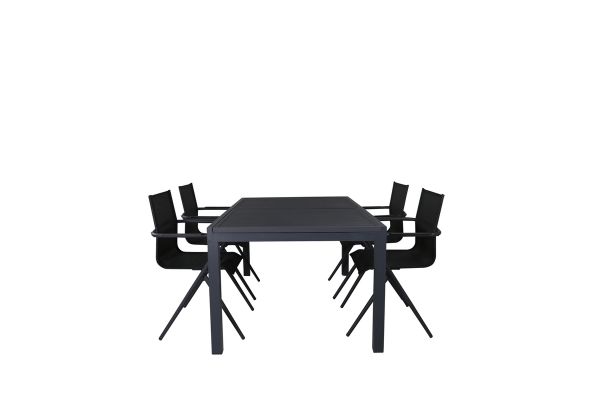 Imagine Marbella Table 160/240 - Black/Black+Alina Dining Chair - Black Alu / Black Textilene_4