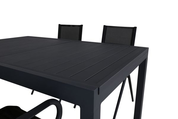 Imagine Marbella Table 160/240 - Black/Black+Alina Dining Chair - Black Alu / Black Textilene_4