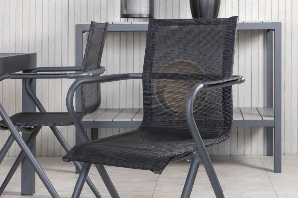 Imagine Marbella Table 160/240 - Black/Black+Alina Dining Chair - Black Alu / Black Textilene_4