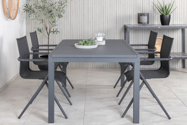 Imagine Marbella Table 160/240 - Black/Black+Alina Dining Chair - Black Alu / Black Textilene_4