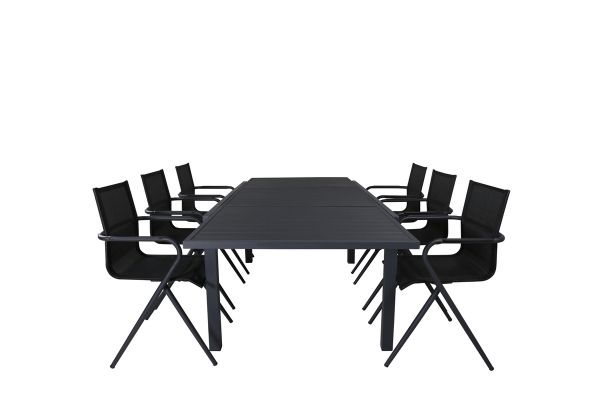 Imagine Vă rugăm să traduceți complet Marbella Table 160/240 - Black/Black+Alina Dining Chair - Black Alu / Black Textilene_6