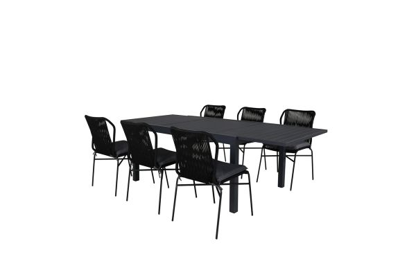 Imagine Vă rugăm să traduceți complet Marbella Table 160/240 - Negru/Negru+Julian Dining Chair - Oțel Negru / Șnur Negru (stivuibil)_6