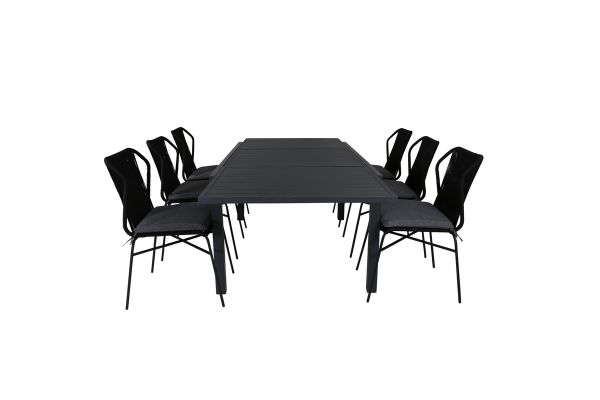 Imagine Vă rugăm să traduceți complet Marbella Table 160/240 - Negru/Negru+Julian Dining Chair - Oțel Negru / Șnur Negru (stivuibil)_6