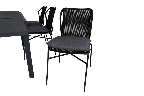 Imagine Vă rugăm să traduceți complet Marbella Table 160/240 - Negru/Negru+Julian Dining Chair - Oțel Negru / Șnur Negru (stivuibil)_6