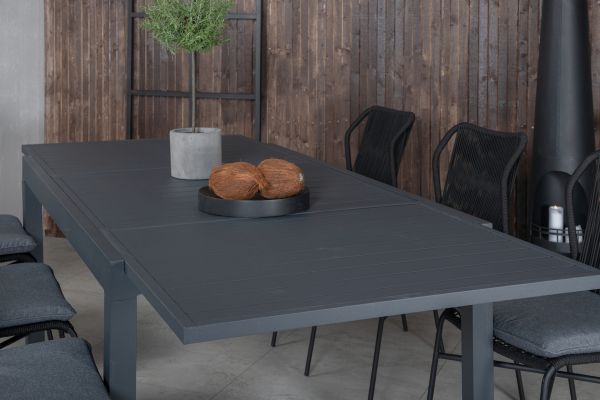 Imagine Vă rugăm să traduceți complet Marbella Table 160/240 - Negru/Negru+Julian Dining Chair - Oțel Negru / Șnur Negru (stivuibil)_6