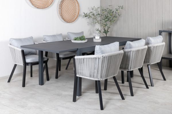 Imagine Masa Marbella 160/240 - Negru/Negru + Scaun de dining Virya - Aluminiu Negru/Cuțit Gri _6