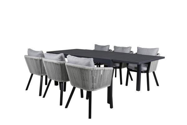 Imagine Masa Marbella 160/240 - Negru/Negru + Scaun de dining Virya - Aluminiu Negru/Cuțit Gri _6