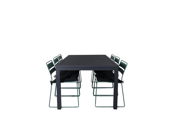 Imagine Masa de dining Marbella 160/240 - Negru/Negru+ Scaun de dining Lina - Verde_6