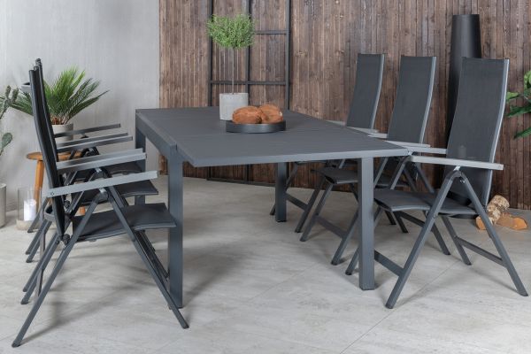 Imagine Marbella Table 160/240 - Black/Black+Albany Light 5-pos - black / Black textilene and grey teak_6