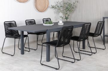 Imagine Vă rugăm să traduceți complet "Marbella Table 160/240 - Negru/Negru+Lindos Scaun cu Îmbinare - Aluminiu Negru / Sfoară Neagră_6