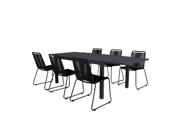 Imagine Vă rugăm să traduceți complet "Marbella Table 160/240 - Negru/Negru+Lindos Scaun cu Îmbinare - Aluminiu Negru / Sfoară Neagră_6