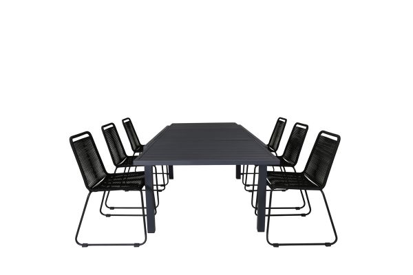 Imagine Vă rugăm să traduceți complet "Marbella Table 160/240 - Negru/Negru+Lindos Scaun cu Îmbinare - Aluminiu Negru / Sfoară Neagră_6