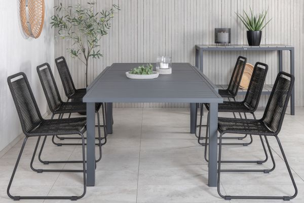 Imagine Vă rugăm să traduceți complet "Marbella Table 160/240 - Negru/Negru+Lindos Scaun cu Îmbinare - Aluminiu Negru / Sfoară Neagră_6