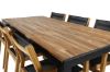 Imagine Masa de Dining Bois 205*90cm - Picioare negre / Acacia + Scaun empilabil Venice - Tei / Textilenă neagră_6