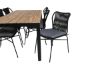 Imagine Masa de dining Bois 205*90cm - Picioare negre / Acacia + Scaun de dining Julian - Oțel negru / Sfoară neagră (pliabilă)_6