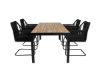 Imagine Completați complet masa de dining Bois de 205*90 cm - Picioare negre / Acacia + Scaun cu leagăn Lindos - Oțel negru / Frânghie neagră / Pernă gri_4