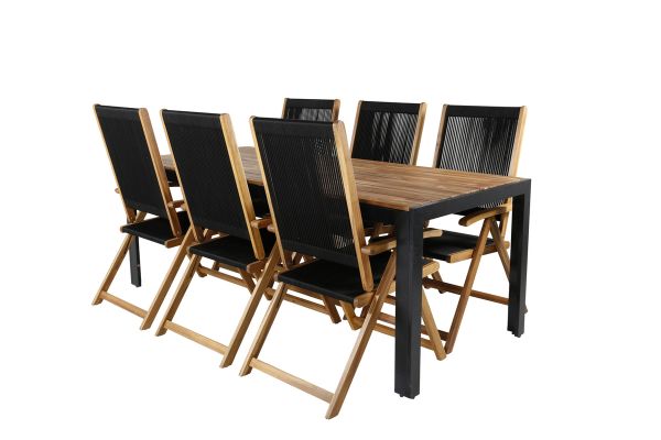 Imagine Bois Dining table 205*90cm - Black Legs / Acacia +Little John foldable Chair - Rope / Acacia_6