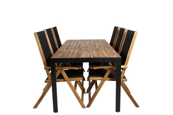 Imagine Bois Dining table 205*90cm - Black Legs / Acacia +Little John foldable Chair - Rope / Acacia_6