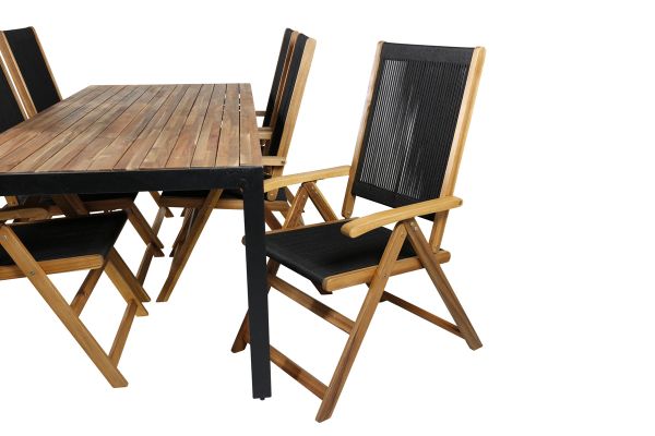 Imagine Bois Dining table 205*90cm - Black Legs / Acacia +Little John foldable Chair - Rope / Acacia_6