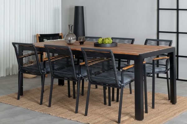 Imagine Vă rugăm să traduceți complet Tabelul de dining Bois 205*90cm - Picioare negre / Acacia + Scaunul de dining Dallas_6