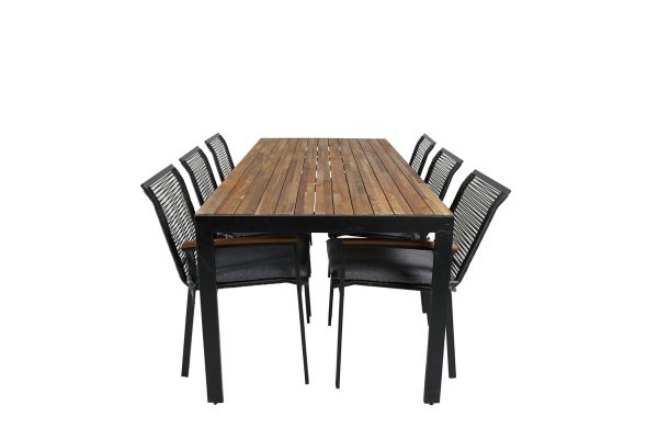 Imagine Vă rugăm să traduceți complet Tabelul de dining Bois 205*90cm - Picioare negre / Acacia + Scaunul de dining Dallas_6