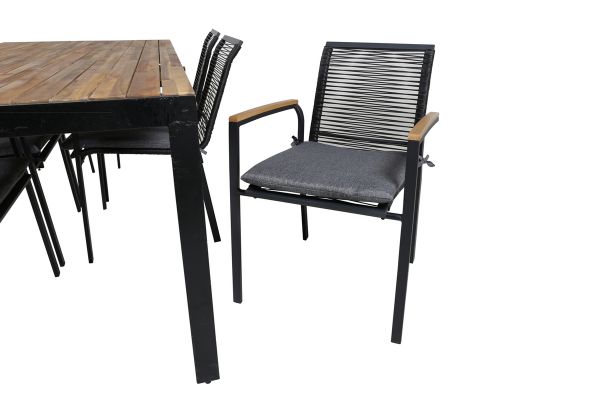 Imagine Vă rugăm să traduceți complet Tabelul de dining Bois 205*90cm - Picioare negre / Acacia + Scaunul de dining Dallas_6