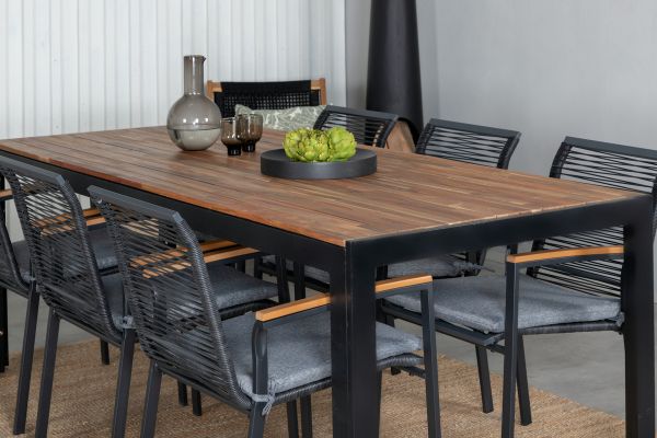 Imagine Vă rugăm să traduceți complet Tabelul de dining Bois 205*90cm - Picioare negre / Acacia + Scaunul de dining Dallas_6