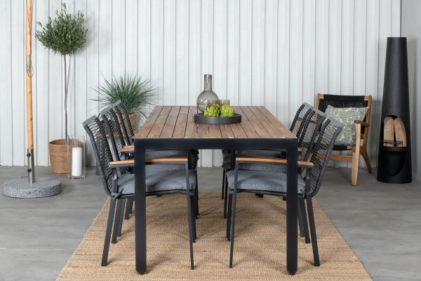 Imagine Vă rugăm să traduceți complet Tabelul de dining Bois 205*90cm - Picioare negre / Acacia + Scaunul de dining Dallas_6