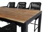 Imagine Masa de dining Bois 205*90cm - Picioare Negre / Acacia + Scaun Lindos de tip leagan - Structura neagra din otel / Sfoara neagra / Perna gri