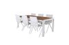 Imagine Masa de dining Bois 205*90cm - Aluminiu alb / Acacia +6 scaune de dining Alina - Aluminiu alb / Textilene alb