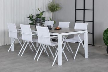 Imagine Vă rugăm să traduceți complet Llama Dining Table 205 * 100 - White Alu / Grey HPL + Alina Dining Chair - white Alu / White Textilene_6