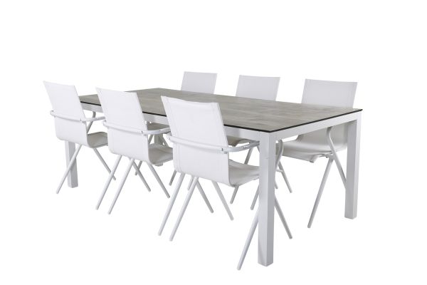 Imagine Vă rugăm să traduceți complet Llama Dining Table 205 * 100 - White Alu / Grey HPL + Alina Dining Chair - white Alu / White Textilene_6