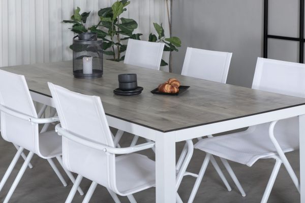 Imagine Vă rugăm să traduceți complet Llama Dining Table 205 * 100 - White Alu / Grey HPL + Alina Dining Chair - white Alu / White Textilene_6