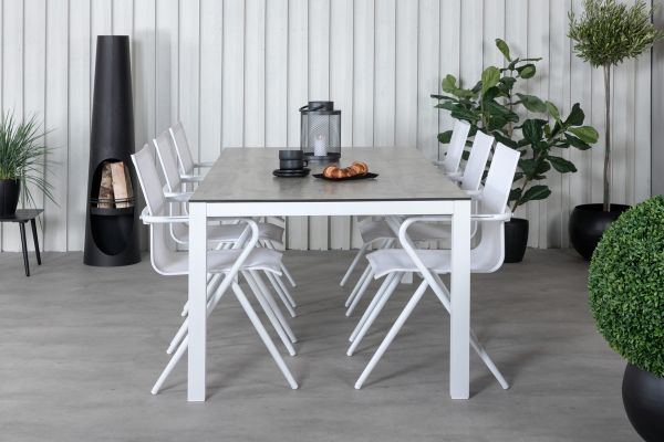 Imagine Vă rugăm să traduceți complet Llama Dining Table 205 * 100 - White Alu / Grey HPL + Alina Dining Chair - white Alu / White Textilene_6