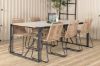 Imagine Masa de dining Texas 200*100 - Aluminiu negru / Teak / Piatra gri spray+ Scaun empilabil Lindos - Aluminiu negru / Sfoara latte_6