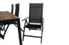 Imagine Masa de dining Bois 205*90cm - Picioare negre / Acacia +Scaun Panama Light 5-pozitii Negru / Negru si teak_6