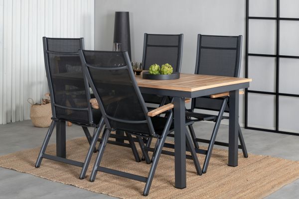 Imagine Vă rugăm să traduceți complet Panama Tabel 160/240 - Negru/Teak + Scaun Panama Light 5-pozitii Negru/Negru și teak_4