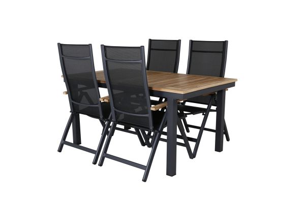 Imagine Vă rugăm să traduceți complet Panama Tabel 160/240 - Negru/Teak + Scaun Panama Light 5-pozitii Negru/Negru și teak_4