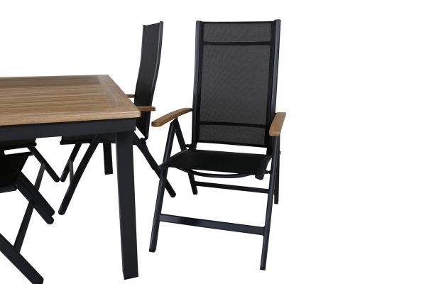 Imagine Vă rugăm să traduceți complet Panama Tabel 160/240 - Negru/Teak + Scaun Panama Light 5-pozitii Negru/Negru și teak_4