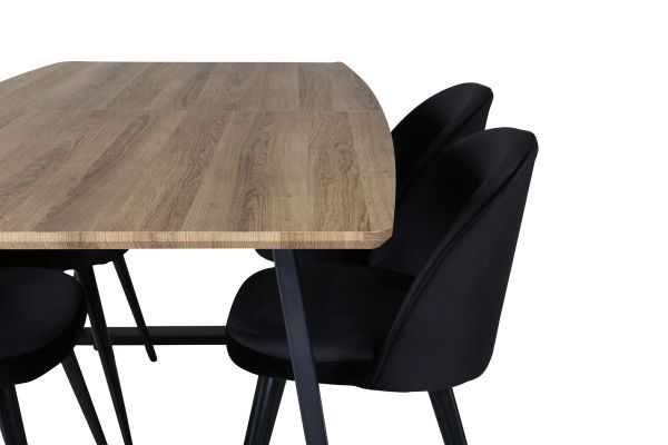 Imagine Masa de dining Inca - 160/200*85*H75 - Stejar / Negru+Scaun de dining Velvet - Negru / Negru_4