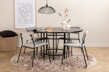 Imagine Copenhagen - Dining Table round - Black / Black+Kenth Chair - Black / Light Grey Velvet_4