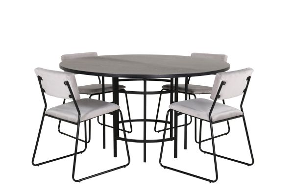 Imagine Copenhagen - Dining Table round - Black / Black+Kenth Chair - Black / Light Grey Velvet_4