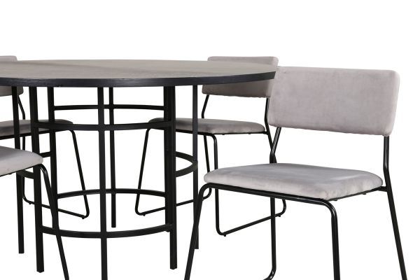 Imagine Copenhagen - Dining Table round - Black / Black+Kenth Chair - Black / Light Grey Velvet_4